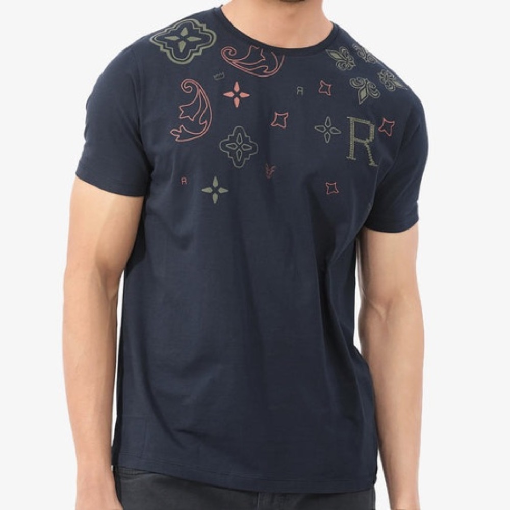 Rare‎ Rabbit, Cotton Blend Navy Graphic T-Shirt, Size XL